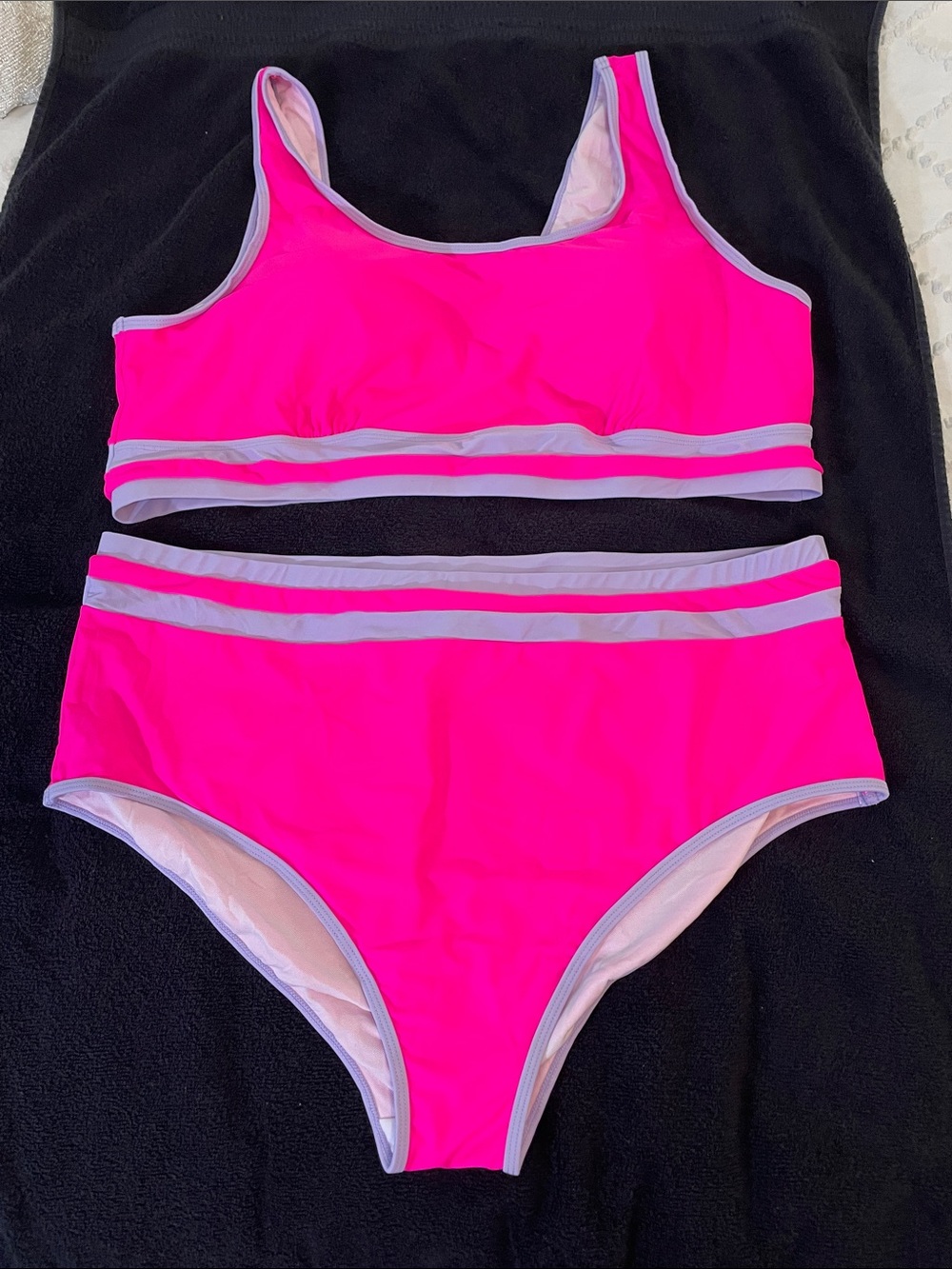 Women’s Pink Two-Piece Swim Set with Contrast Trim new 4X
